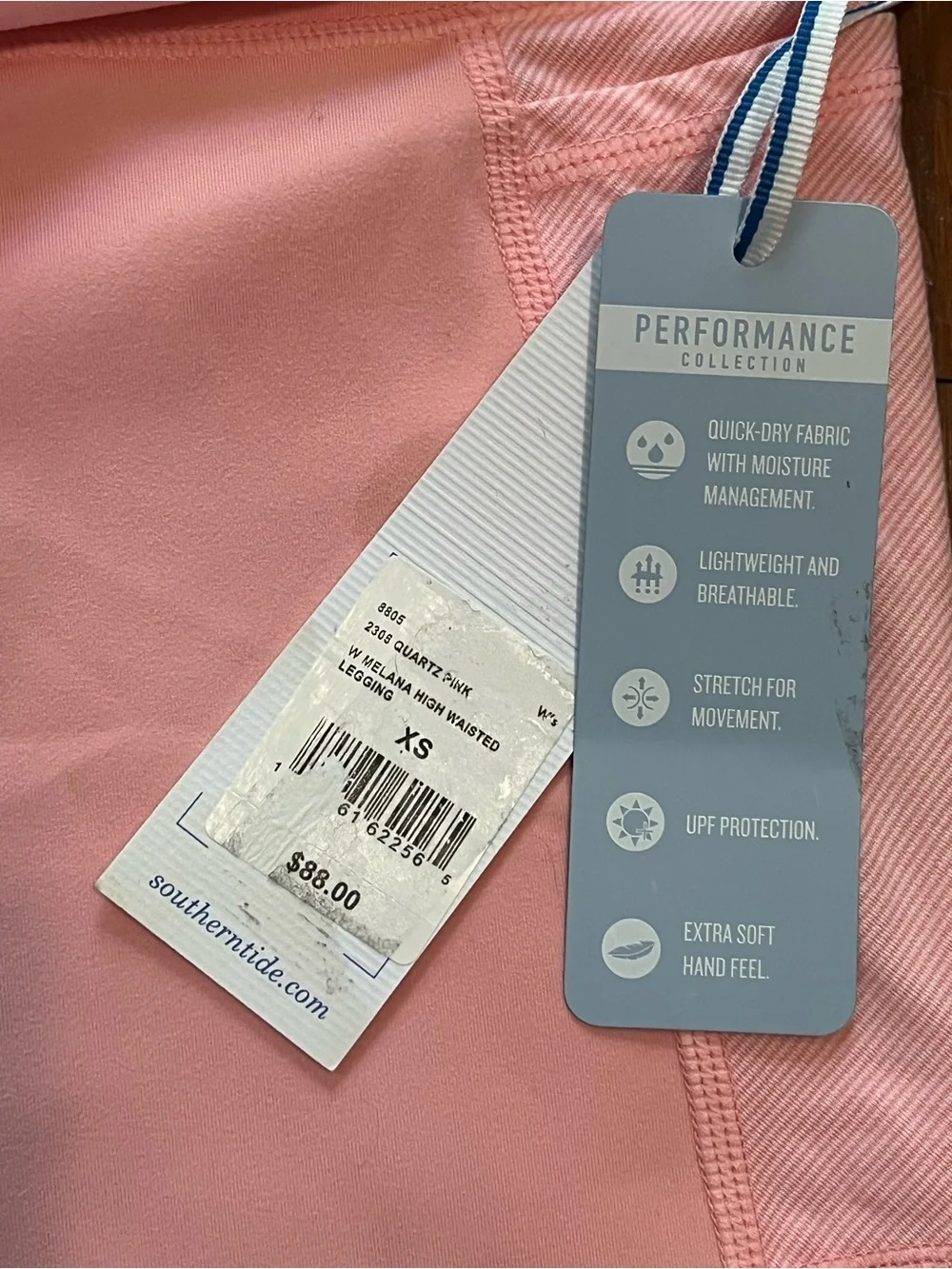 Southern Tide Women’s Quartz Pink Velana High-Waist Leggings with Pockets NWT
